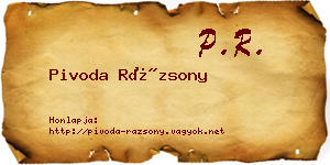 Pivoda Rázsony névjegykártya